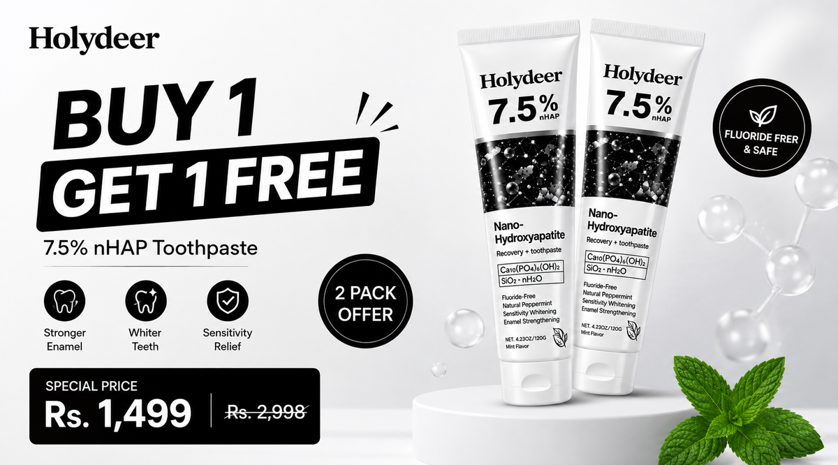 Holydeer Recovery Toothpaste | 7.5% Nano-Hydroxyapatite For Enamel Repair & Whitening - 120Gram