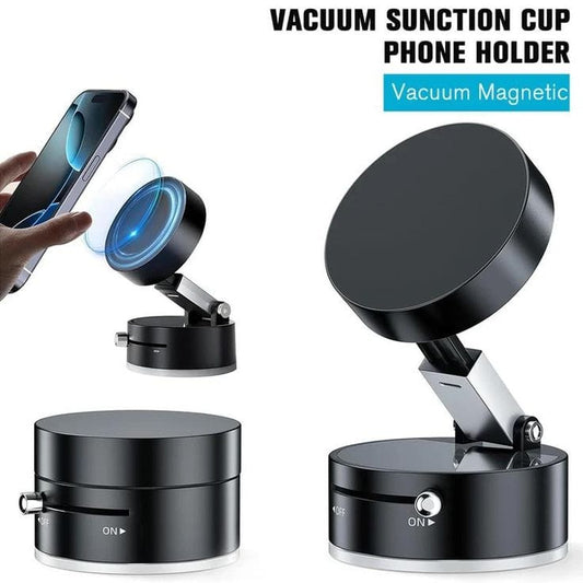 Premium Suction Cup Magnetic Support Holder | Obsidian Black Multi-Angle Retractable Folding Car & Desk Phone Mount