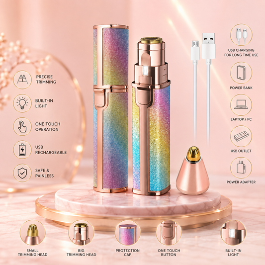 2-in-1 Flawless Eyebrow Trimmer | USB Rechargeable 2in1 Flawless Trimmer With Wire & Cleaning Brush | Eyebrow & Upper Lips Trimmer For Women (Rechargeable)
